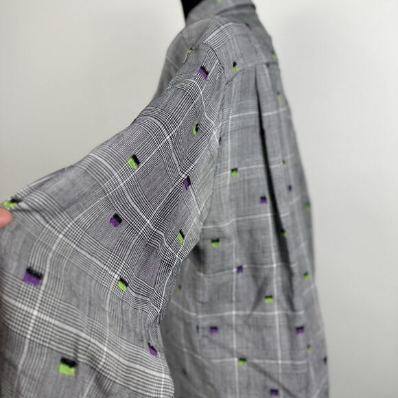 Vintage 80s 90s Button Up Linen Blend Shirt | Embroidered, Textured - Picture 8 of 15